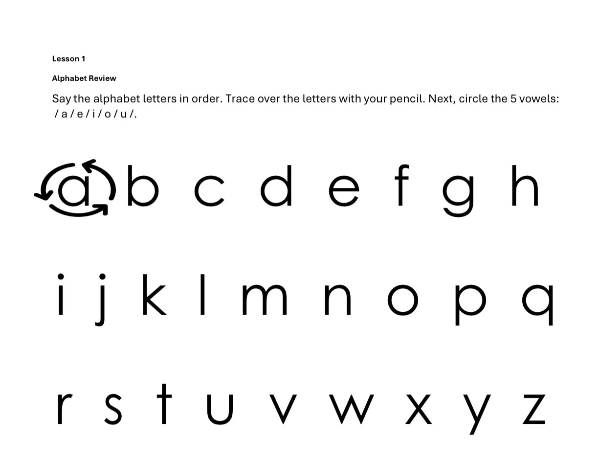 Emergent Reader Curriculum. Volume 1 Workbook