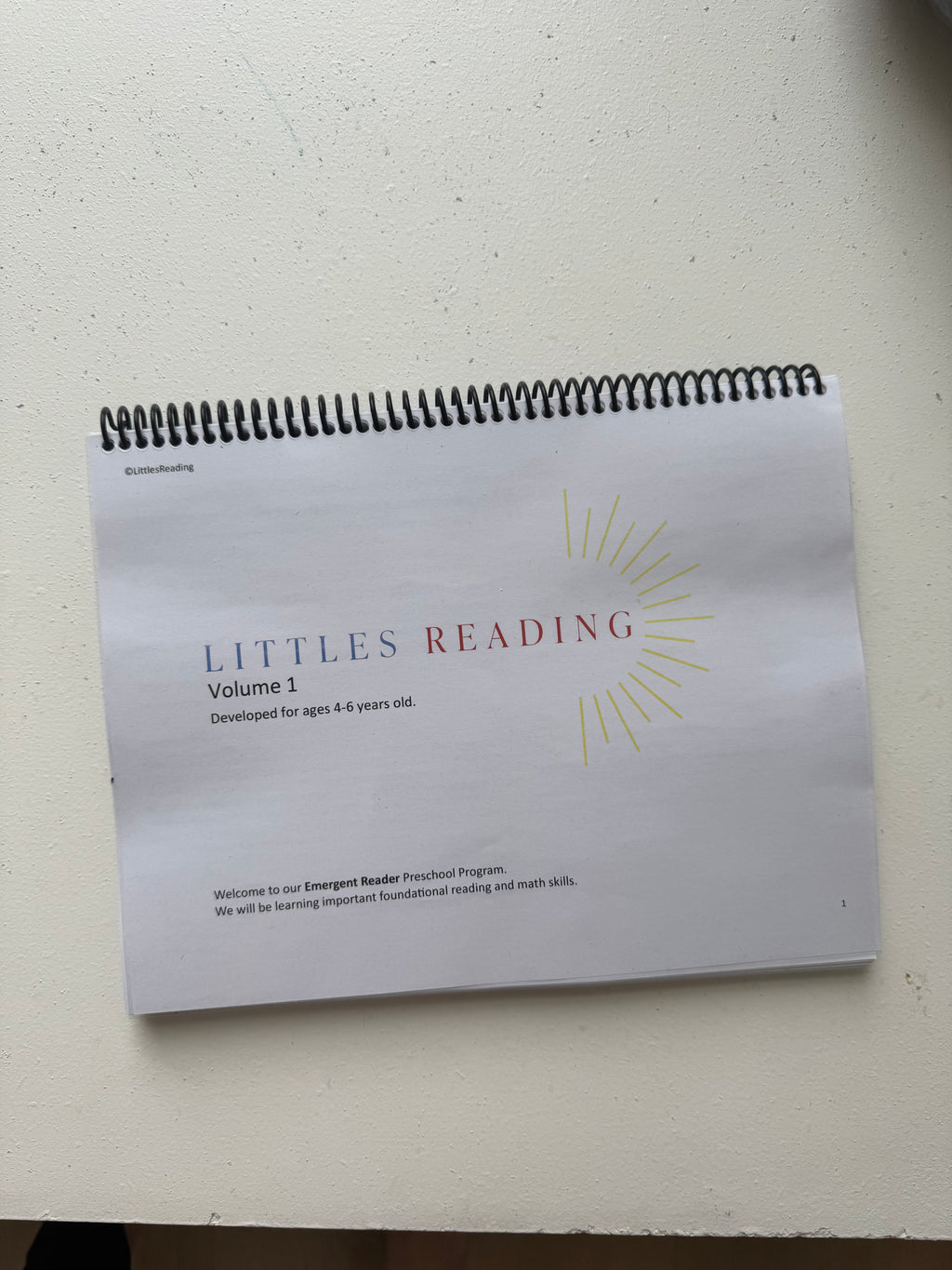 Emergent Reader Curriculum. Volume 1 Workbook