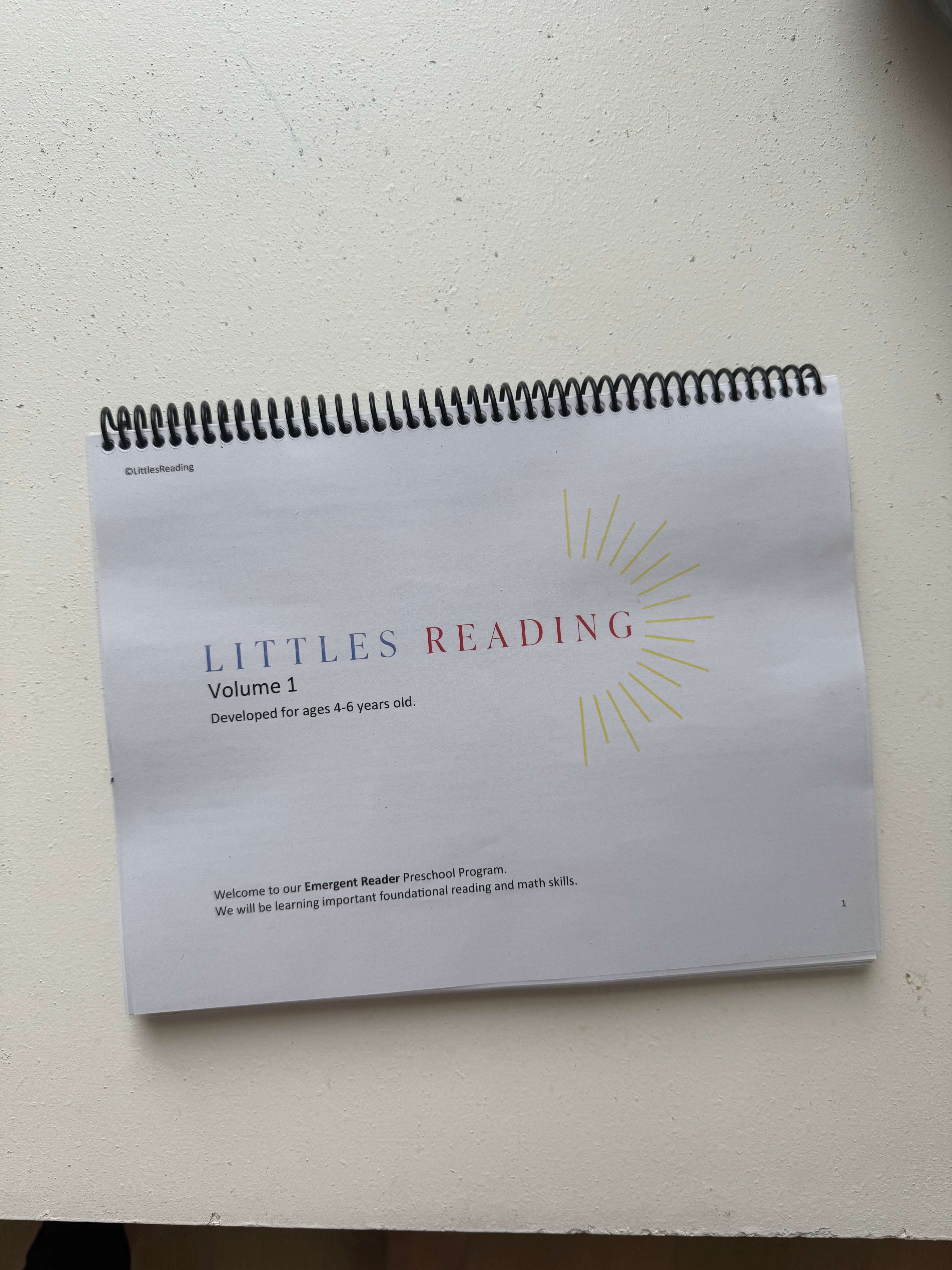 Emergent Reader Curriculum. Volume 1 Workbook