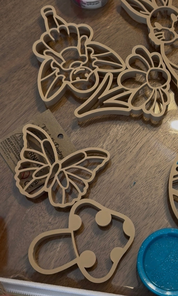 Fairy, butterfly, mushroom, & flower play dough cutter